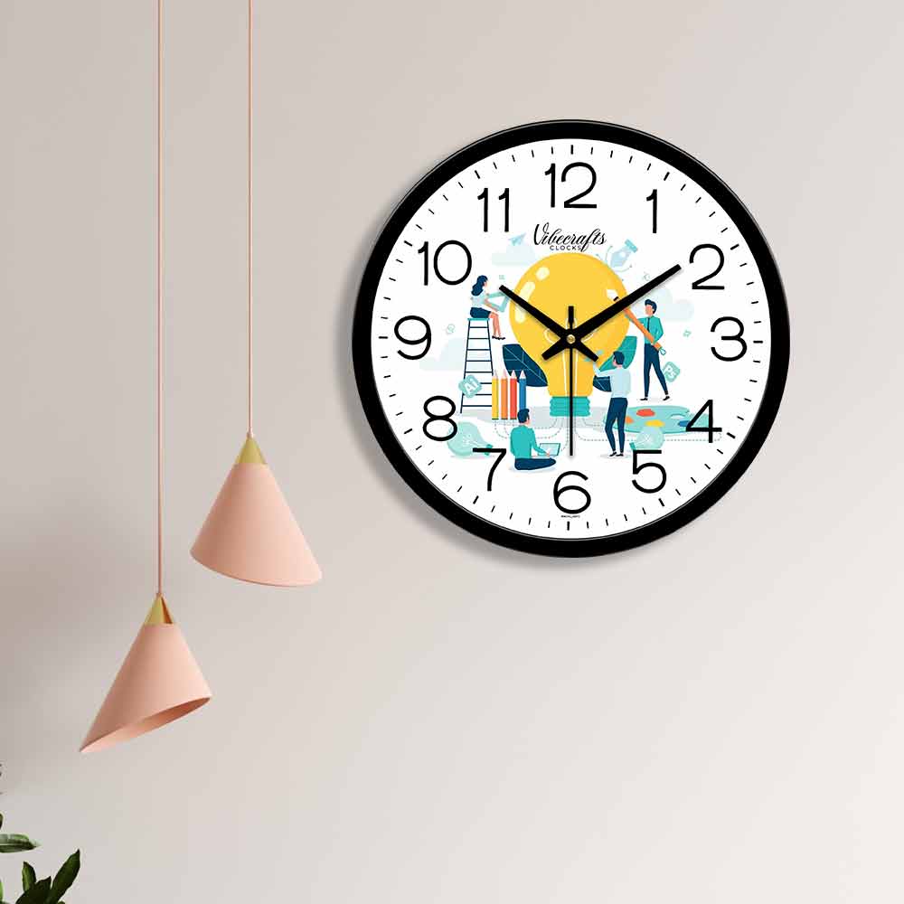 Delightful Yellow Color Bulb Designer Wall Clock – Homcraft