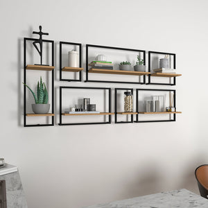  Wall Shelves In Urban Motif Set Of 7