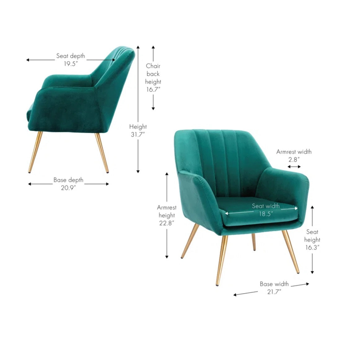  Padded Bright Green Comfy Velvet Accent Chair