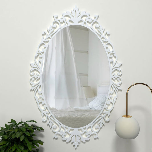 Designer Beautiful Classic Oval Vanity Mirror with Bold Motif Frame