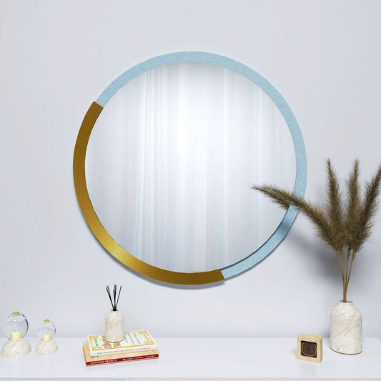 Designer Modern Stylish Round Shape Wooden Wall Mirror
