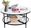 Designer Round Modern Center Table with White Marble Black Metal Finish
