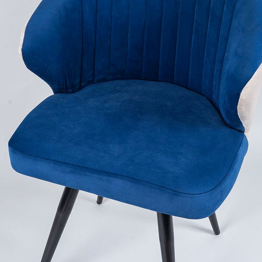 Blue & Cream Plush Velvet Accent Chair