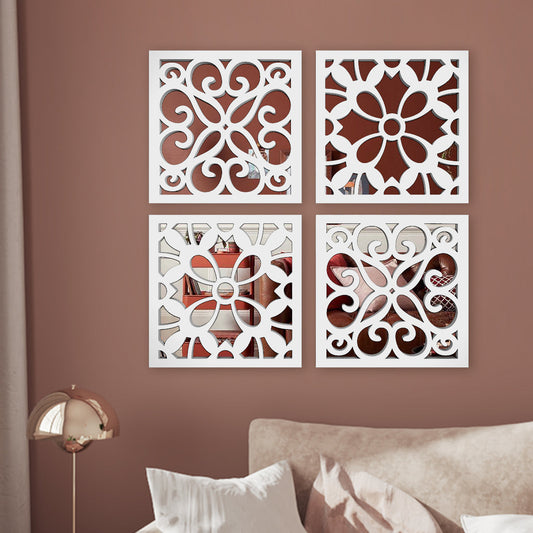 Elite White Mirror Wall Art Set of Four