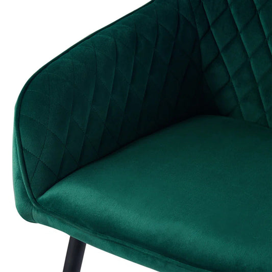 Diamond Cut Velvet Accent Armchair with Black Legs