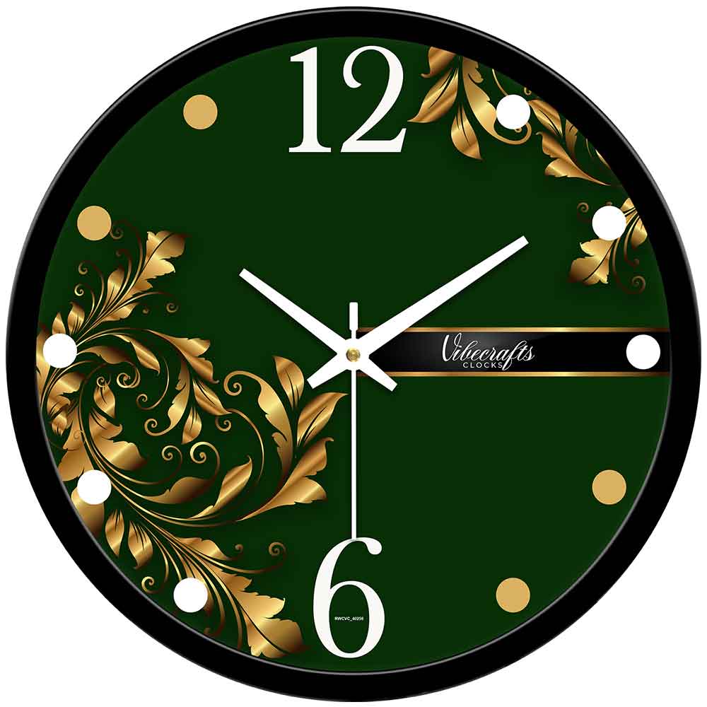 Green Background Designer Wall Clock