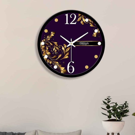 Purple Background Designer Wall Clock