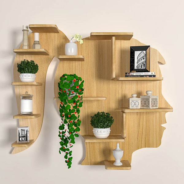 Girl Backlit Designer Wooden Wall Shelf