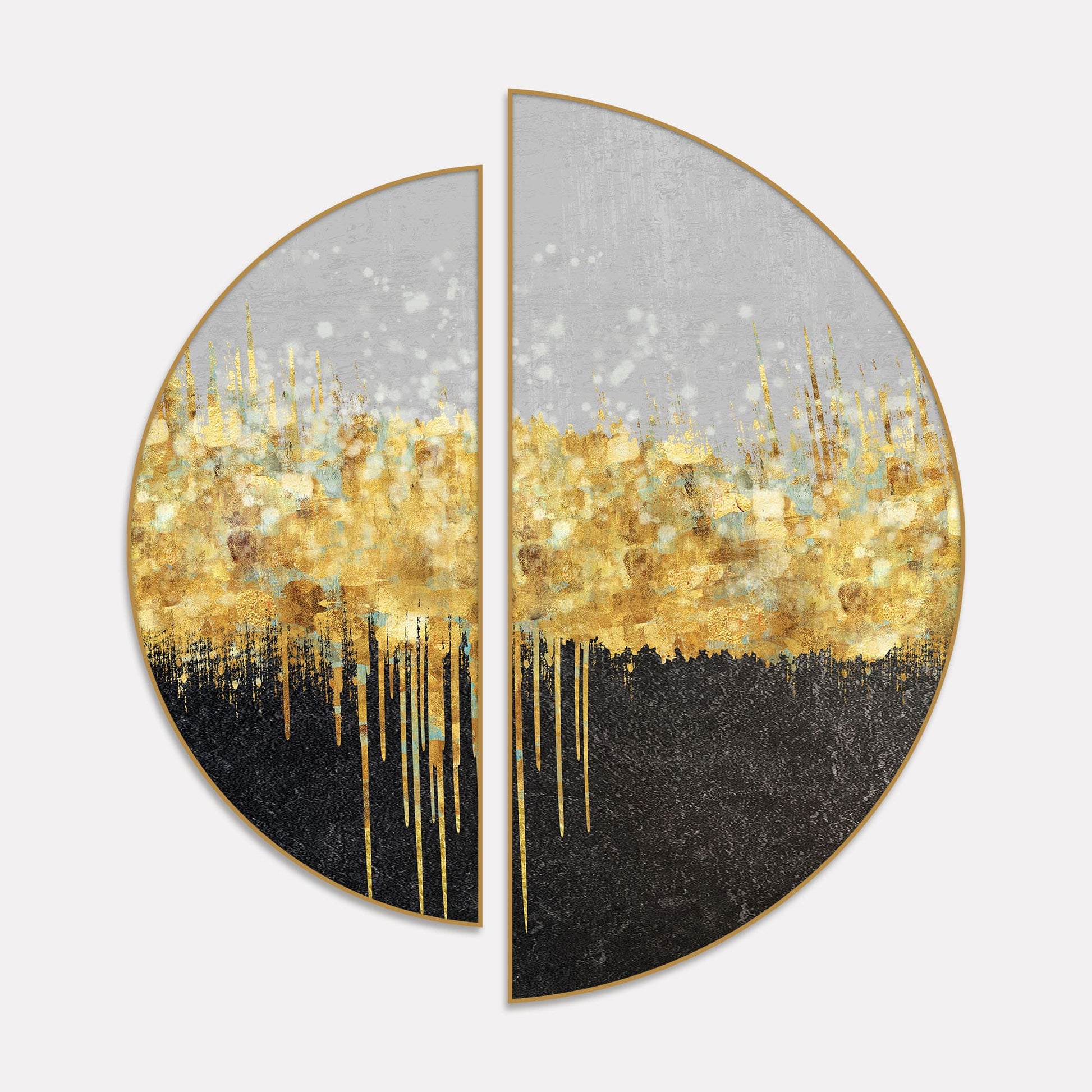 Abstract Glitter Splash Art Semi Circle Frames Set Of 2