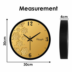 Golden Flowers Designer Wall Clock