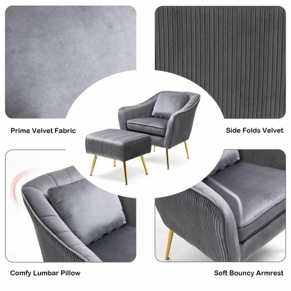 Luxury Accent Chair with Ottoman