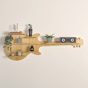 Guitar Backlit Designer Wooden Wall Shelf 