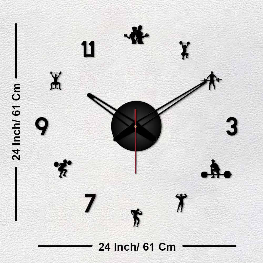 Gym Exercises Designer Big Size 3D Infinity Wall Clock