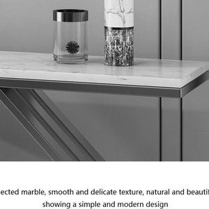 Heptagon Black Base Rectangular Shape White Marble Console Table