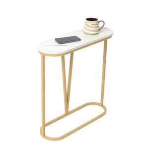 Hollow Bottom Faux Marble Narrow End Side Table