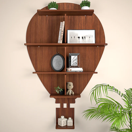 Hot Air Balloon Backlit Designer Wooden Wall Shelf 