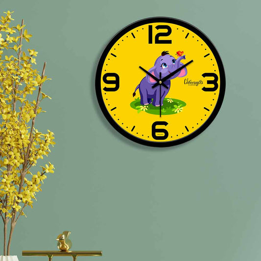 Yellow Wall Clock for Kids Room