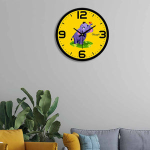 Yellow Printed Wall Clock for kids