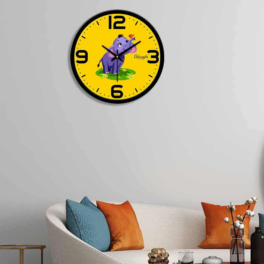 Yellow Printed Wall Clock