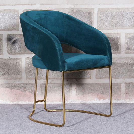 Luxe Blue Color Comfort Seating Velvet & Iron Dining Chair