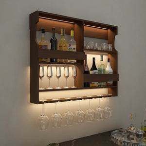 Luxurious Brown Coloured Wooden Mini Bar Shelf