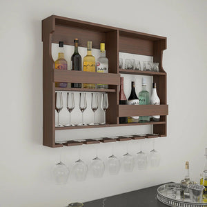 Brown Coloured Wooden Mini Bar Shelf