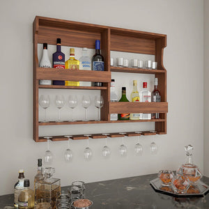 Walnut Finished Mini Bar Shelf