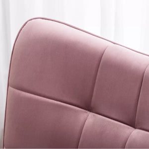 Luxurious Tufted Curvy Long Back Peach Lounge Chair with Ottoman