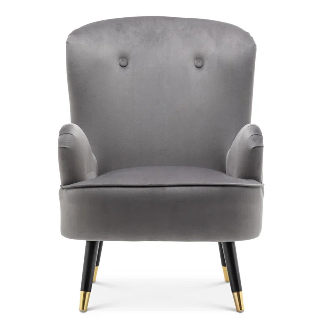 Grey Velvet Comfy Lounge Chair with Ottoman