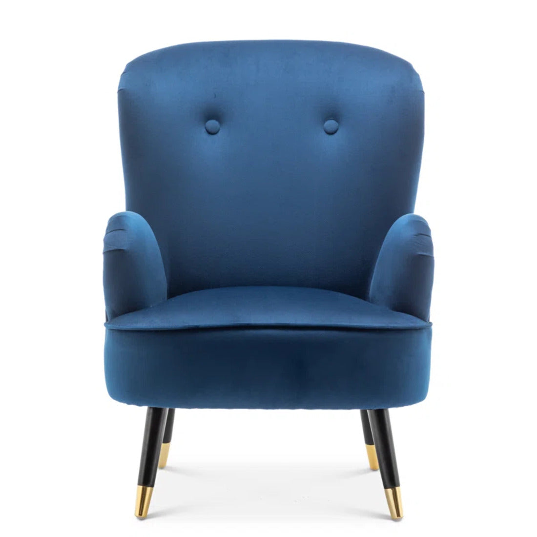 Navy Blue Comfy Velvet Lounge Chair with Ottoman