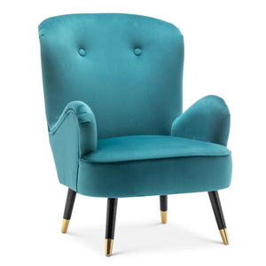 Velvet Lounge Chair with Ottoman