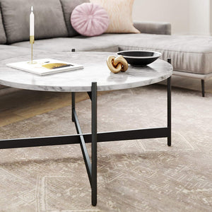 Minimalist Matte Finish Black Metal Centre Table In Criss Cross Design