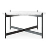 Minimalist Matte Finish Black Metal Centre Table In Criss Cross Design