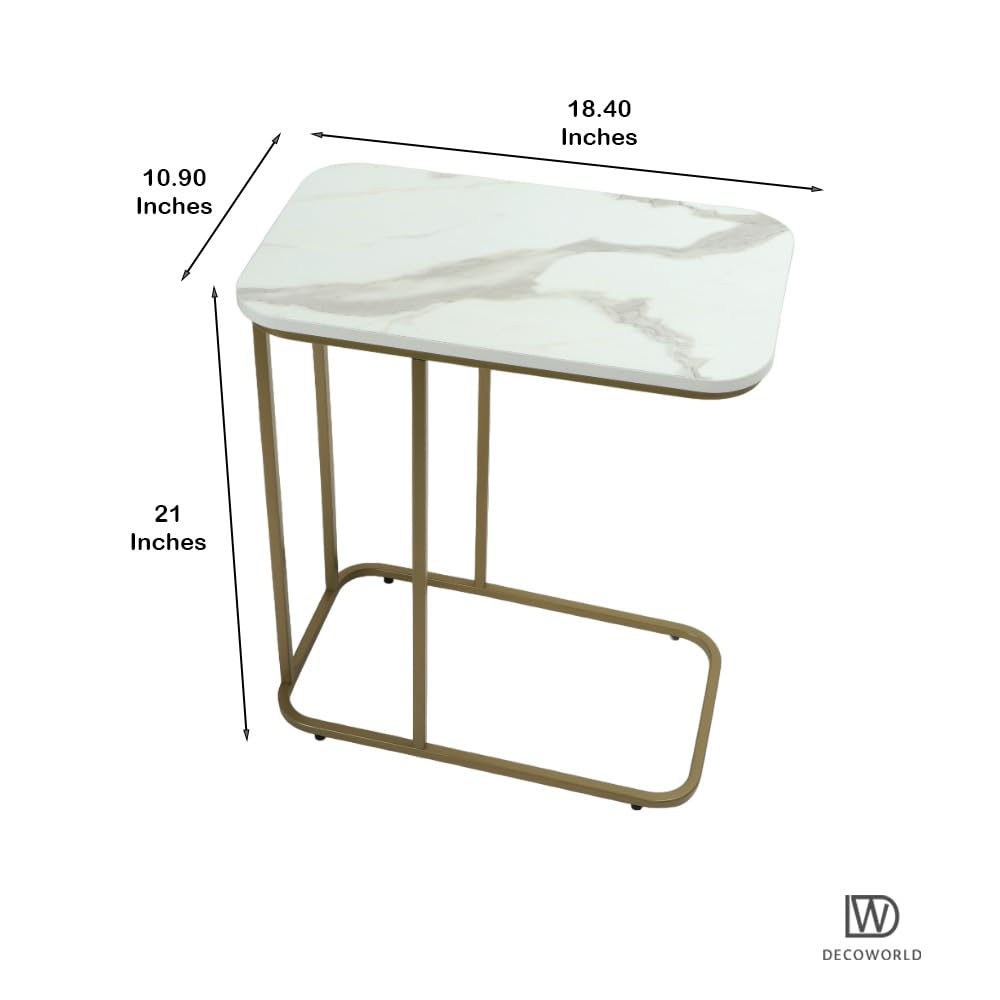 Minimalist Stylish Artistic Designer Side Table with Golden Metal Finish