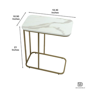 Minimalist Stylish Artistic Designer Side Table with Golden Metal Finish