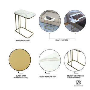 Minimalist Stylish Artistic Designer Side Table with Golden Metal Finish