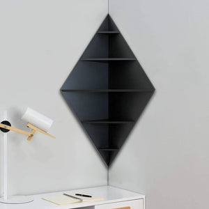 Modern Decorative Diamond Shaped Corner Shelves with Black Finish