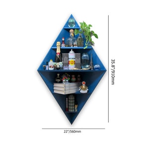 Modern Decorative Diamond Shaped Corner Shelves with Blue Finish