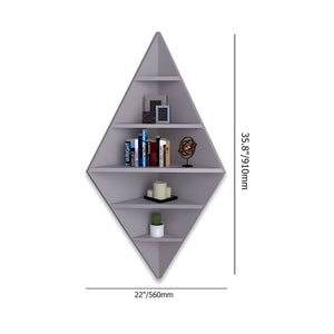 Modern Decorative Diamond Shaped Corner Shelves with Grey Finish