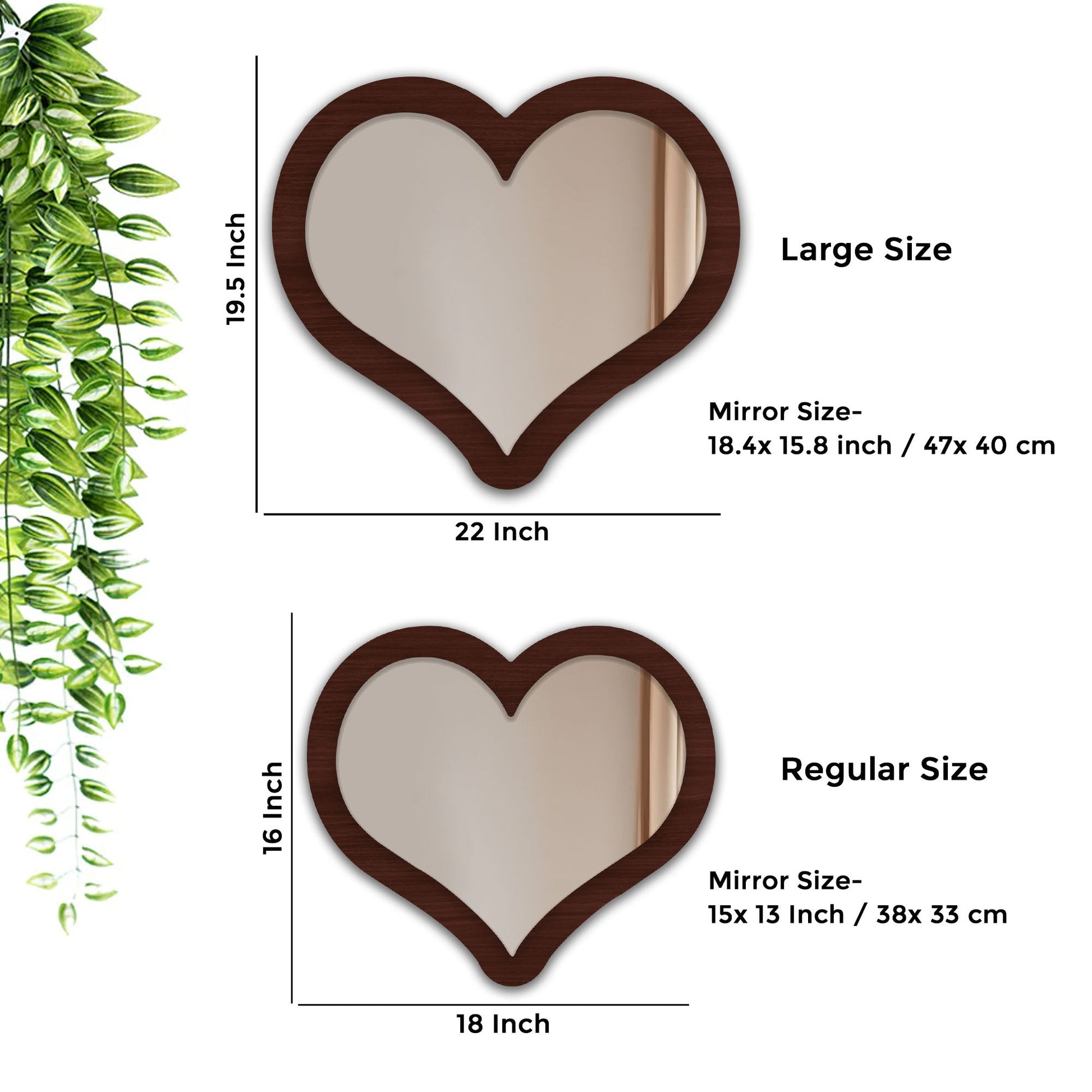 '= Designer Heart Shape Decorative Wooden Wall Mirror