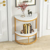 Modern End Semi Circle Side Table with Storage Shelf