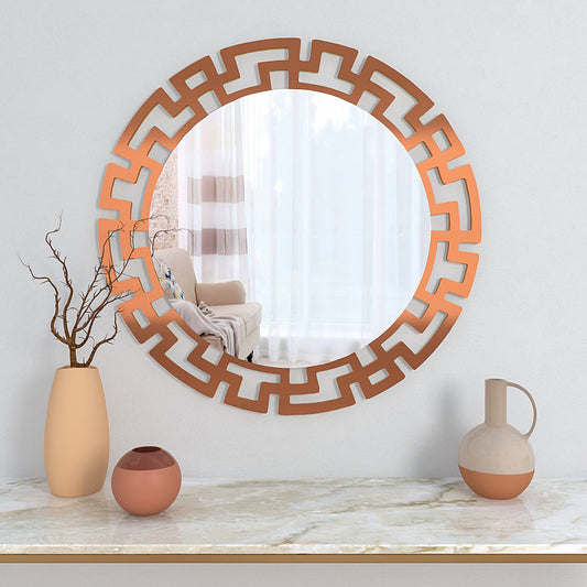 Modern Geometric Design Copper Finish Circular Vanity Mirror
