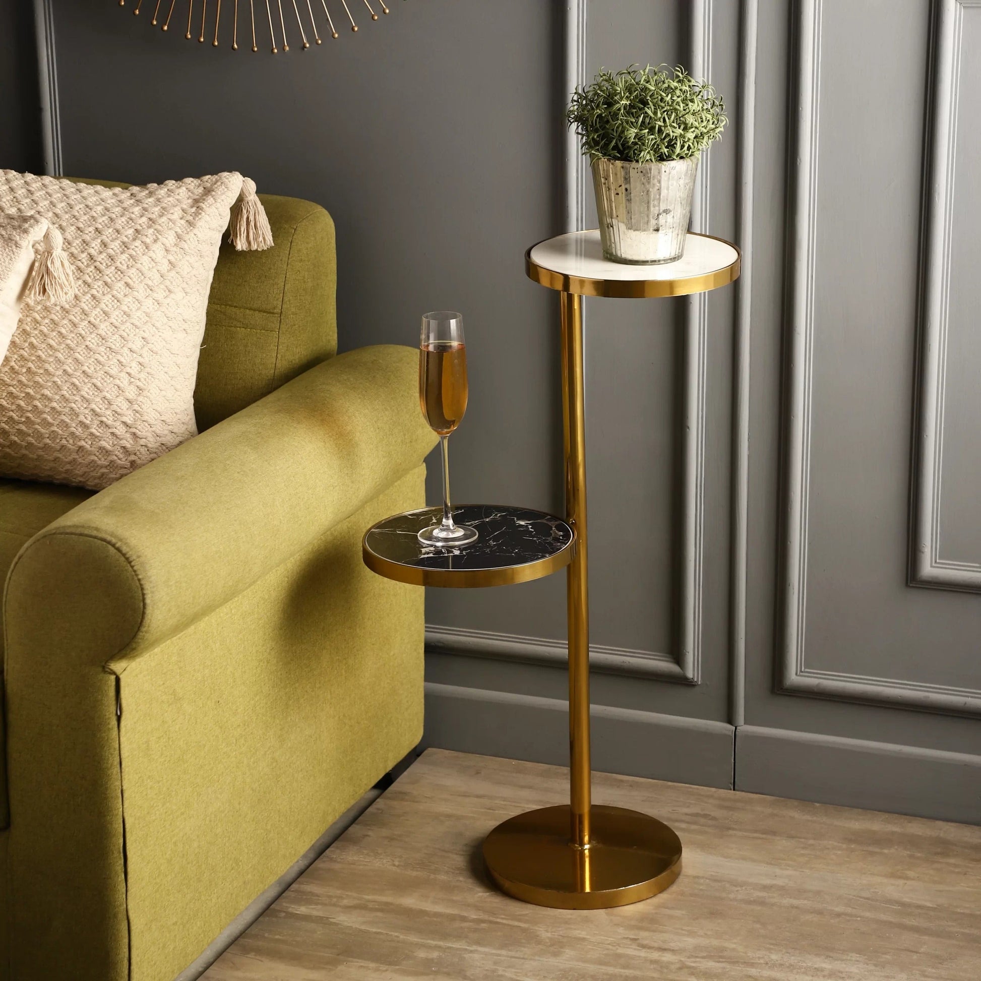 Modern Golden Round Shape Iron Stand Side Table