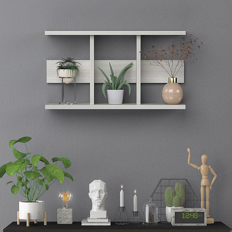 Modern Multipurpose Stand Rectangular Shaped Wooden Wall Shelves with White Finish