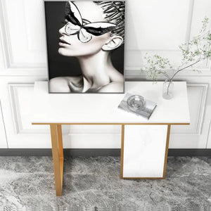 Modern Opulence White Marble Gold Console Table