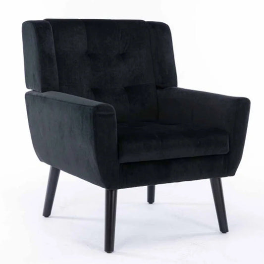 Black Super Soft Velvet Sofa Lounge Chair