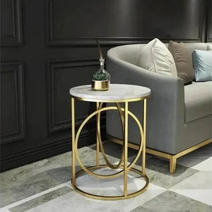  Side Table with Golden Metallic Side