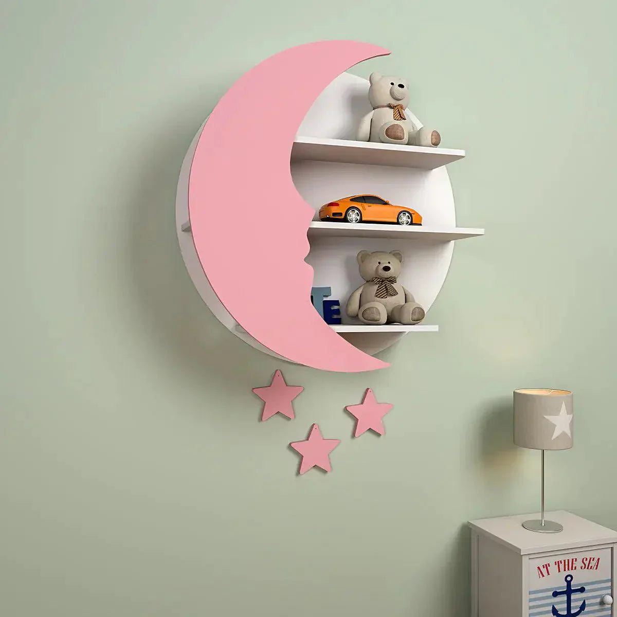  Stars Shape Wooden Wall Storage Shelf for Kids