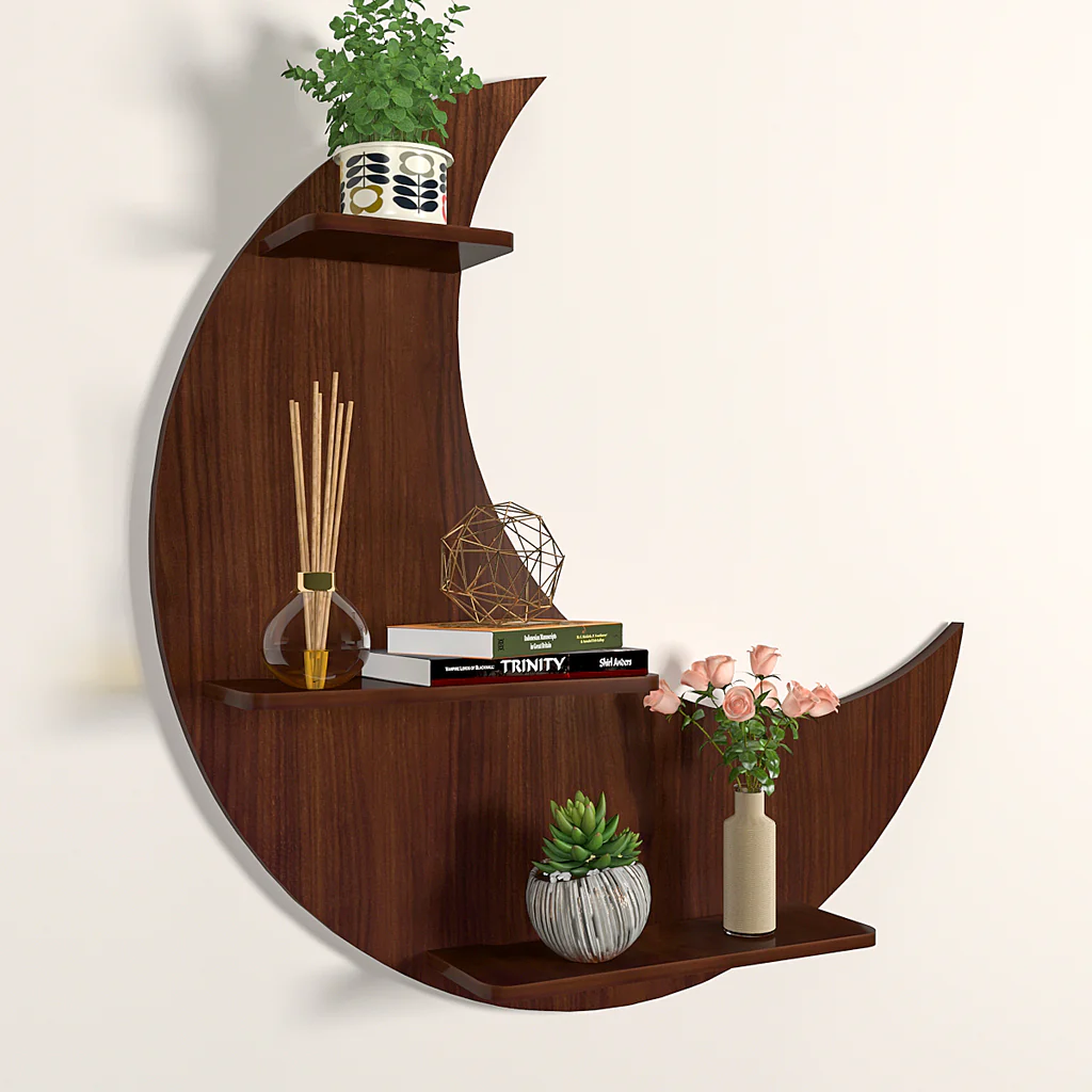 Wooden Wall Shelf / Book Shelf, Walnut Finish