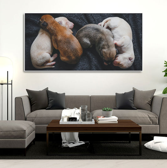 Born Puppies Premium Canvas Wall Painting